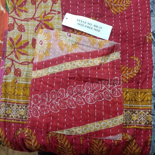 Kantha Patchwork Kimono Jacket Reversible Colorful Boho Patch Pockets O/S Nwt #B - Picture 9 of 14