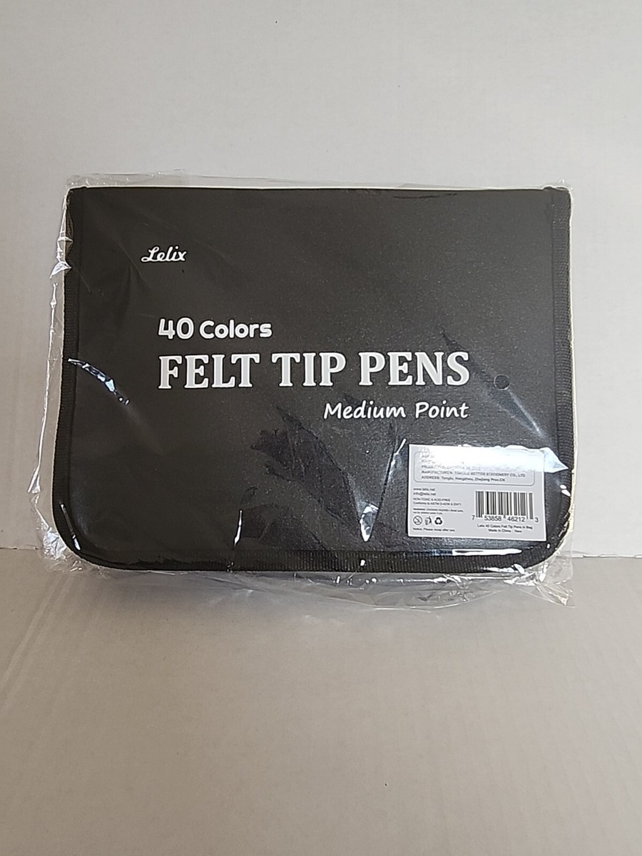 Lelix 40 Medium Point Felt Tip Pens with Case- Colored NEW IN