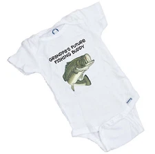 Grandpa's Fishing Buddy Onesie. Great Shower Gift. Funny Free Shipping