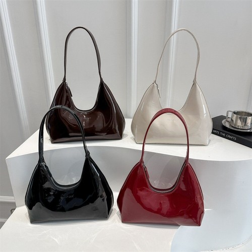PU Armpit Bag Solid Color Underarm Bags Casual Half Moon Bag Women Girls - Picture 3 of 16