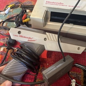 Original Nintendo NES Console Gray, 2 Controllers, Zapper, Cables, Not Tested