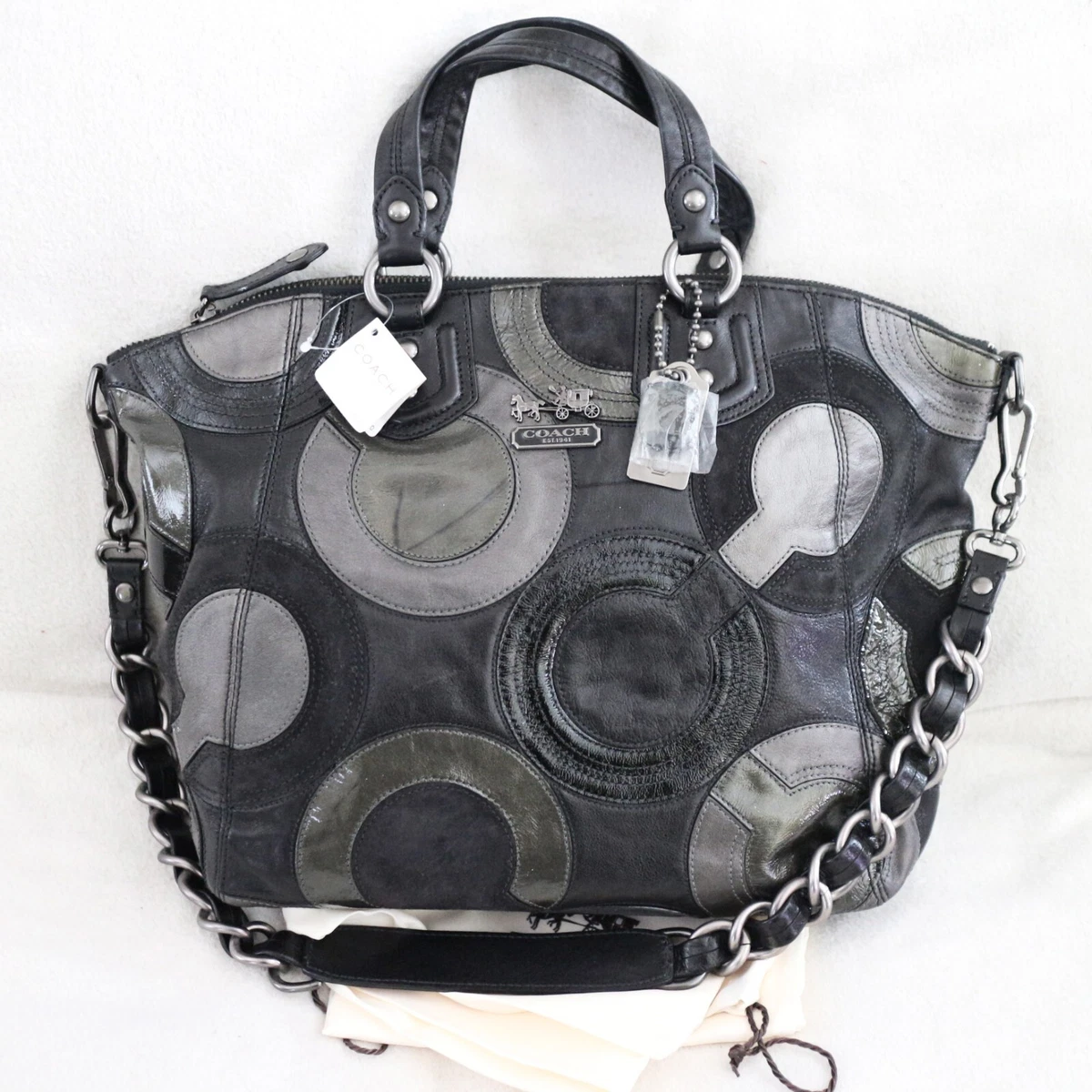 NWT COACH 14311 Madison CLAIRE OP Art Sig Inlaid Leather Gray Bag Purse NEW 598