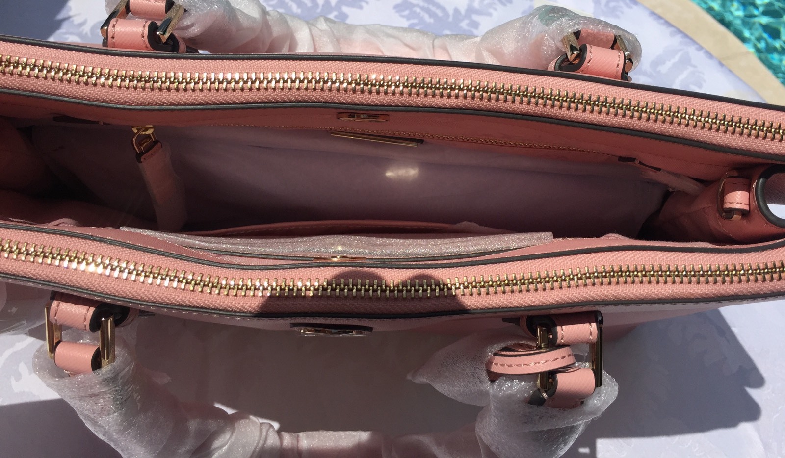 TORY BURCH ROBINSON DOUBLE ZIP ROSE SACHET NWT $575 & GIFT BAG-SOLD OUT image 8