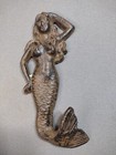 Mermaid Wall Hook Towel Hats nautical sea beach decor metal Cast Iron heavy 