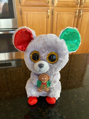Ty Beanie Boos Mac Christmas Mouse w/ Gingerbread Man Plush