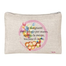 pochette bustina porta oggetti maestra insegnante mano cuore mente scuola regalo