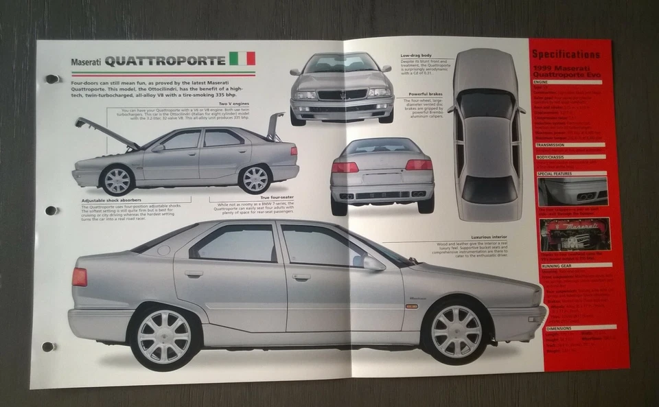 Imp Maserati quattroporte information  brochure hot cars race car dealer specs - Image 2 of 4