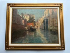 JOHANNES SON PAINTING ANTIQUE 19TH CENTURY ITALY VENETIAN CANAL MASTERFUL FAMOUS