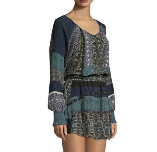 VESTIDO RAMY BROOK BRYNN MINI WESTERN BOHO COTTAGECORE CON CUELLO EN V AJUSTADO XS - Imagen 3 de 8