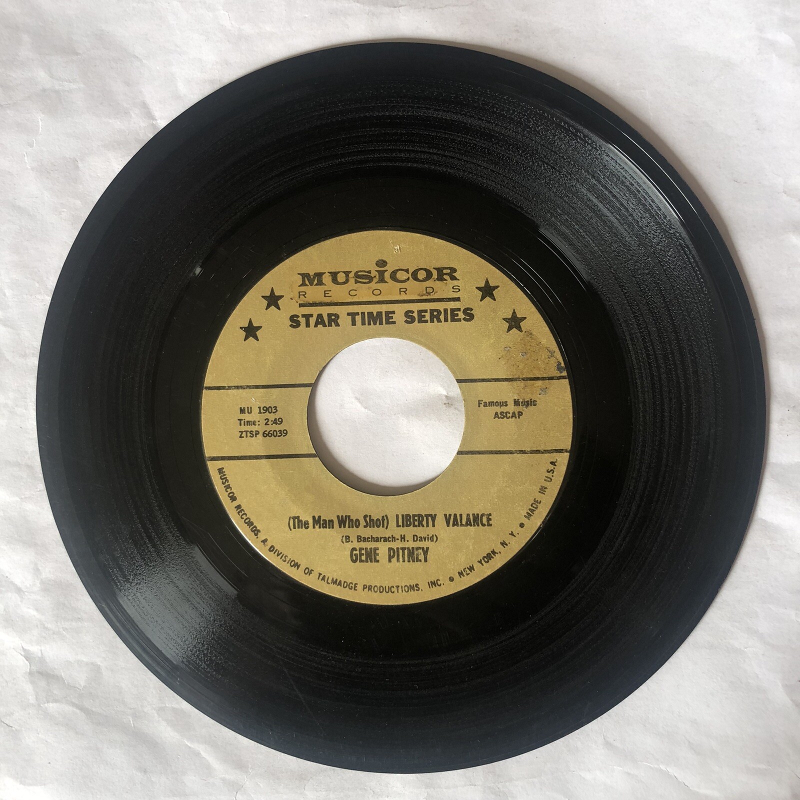 Gene Pitney - Liberty Valance / Half Heaven - Half Heartache 45 RPM