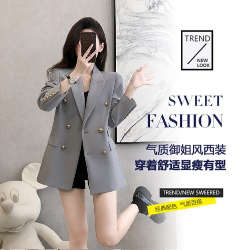 Women's Autumn Suit Blazer Coat Double Breasted OL Business Casual Suit Jackets - Bild 6 von 17