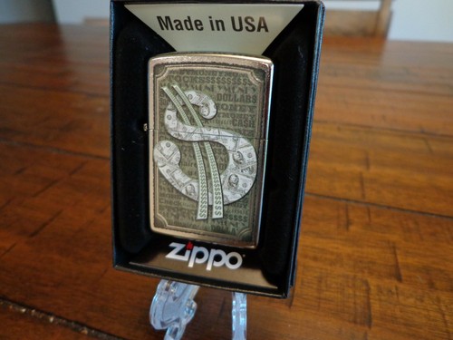 RETRO DOLLAR SIGN $ MONEY CASH ZIPPO LIGHTER MINT IN BOX - Picture 1 of 3