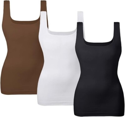 Women Tummy Control Shapewear Tank Tops Seamless Square Neck Compression XL