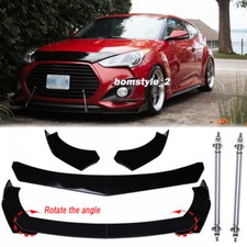 Front Bumper Lower Lip Splitter Spoiler + Strut Rods For Hyundai Veloster Coupe