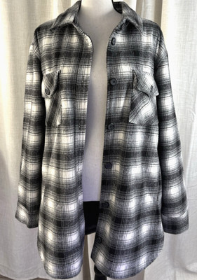 Thread & Supply Plaid Flannel Lined Button Shacket Chore Work Jacket Med. Pocket