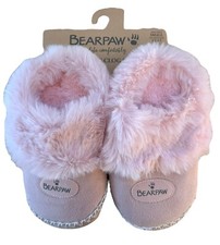 BearPaw Girl's Microsuede Clog Slipper Faux Fur Lined Size Small 12-13 Pink