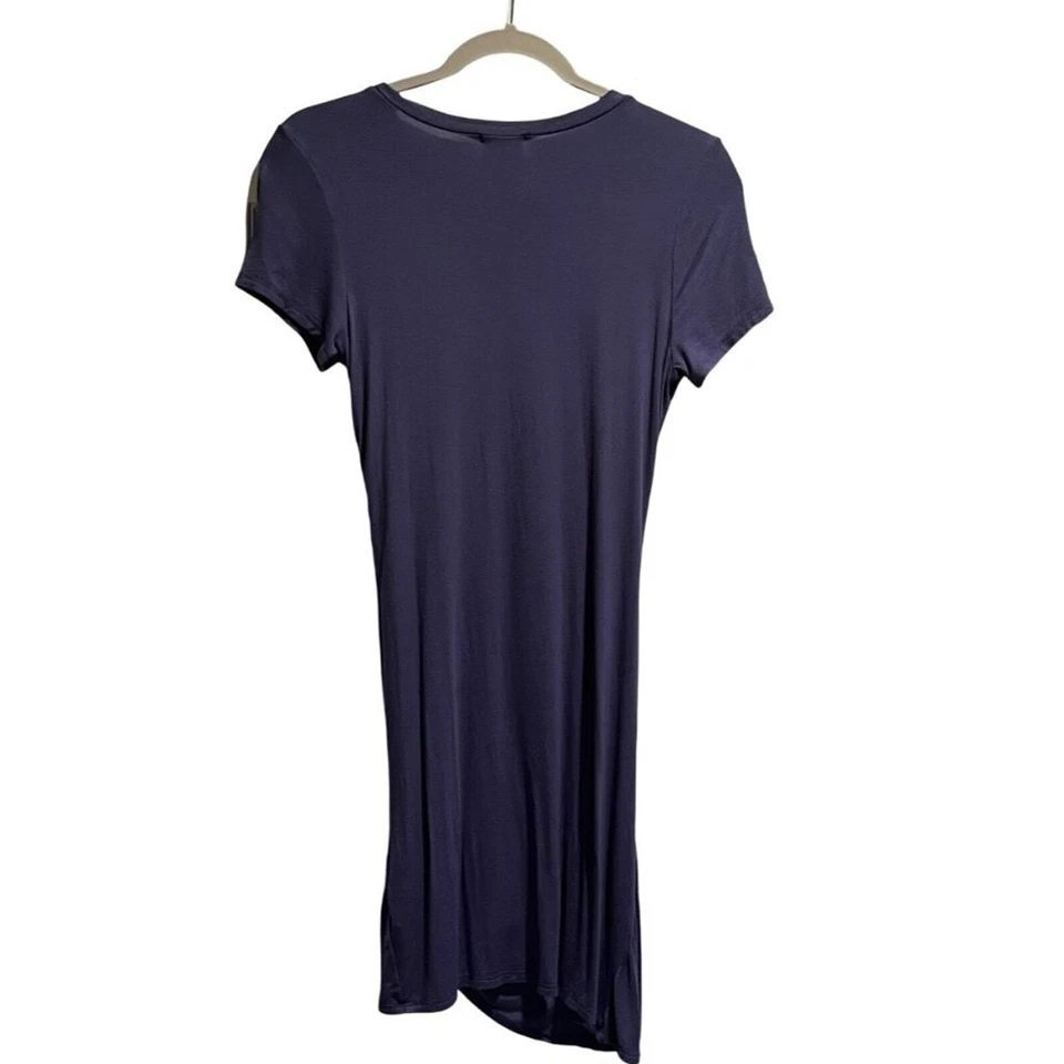 Vintage Dee Elly Dress Womens Medium Blue Short Sleeve Side Ruched Mini USA Soft - Изображение 2 из 4