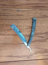 Decorative Handle Straight Razor Stainless Steel Folding Knife