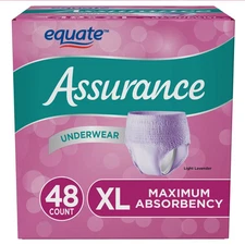 Equate Assurance Incontinence Underwear for Women, Extra Large, 48 Ct ,Brand New