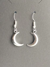 Silver Tone Crescent Moon Earrings