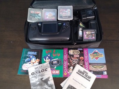 Sega Game Gear Complete Travel Set + Case + OEM Power + 6 Games & Booklets