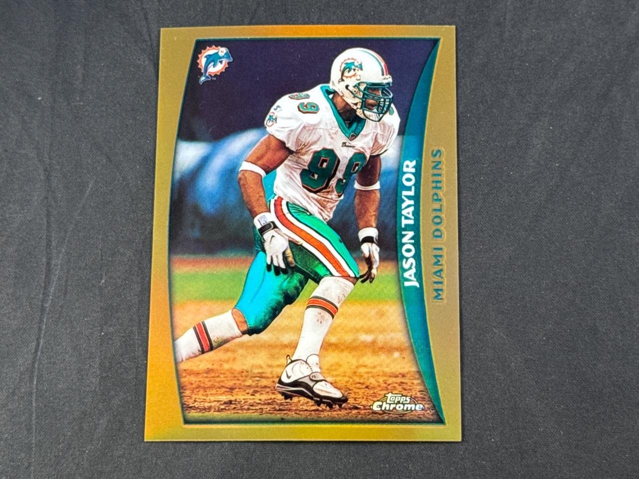 1998 TOPPS CHROME NFL FOOTBALL JASON TAYLOR #95 REFRACTORS MIAMI DOLPHINS
