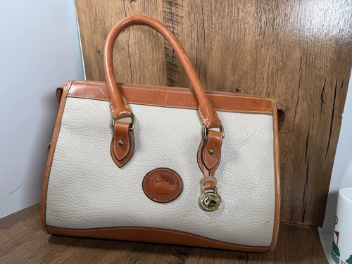Dooney & Bourke Vintage Cream Pebble Leather Satchel Handbag Purse USA