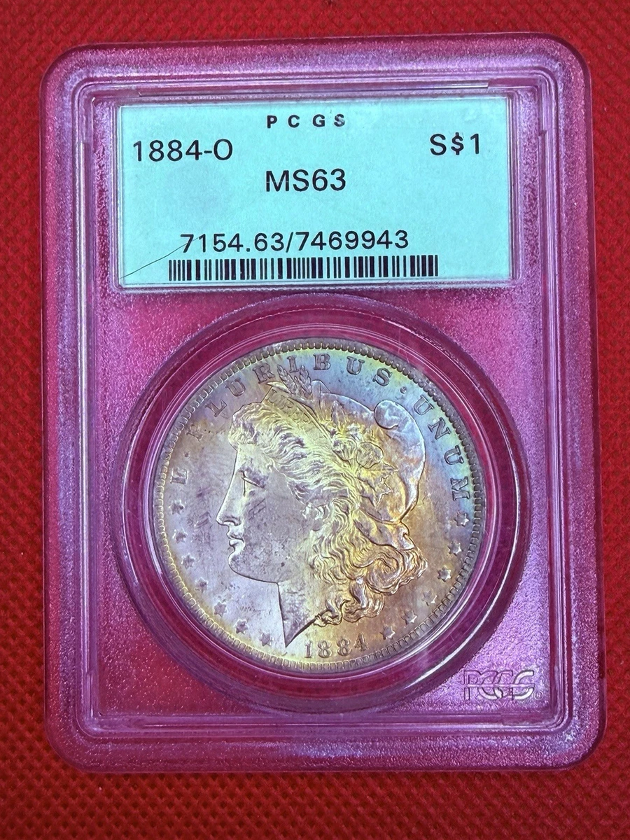 PCGS Certified MS 63 Graded 1884 Year Morgan US Dollars (1878-1921