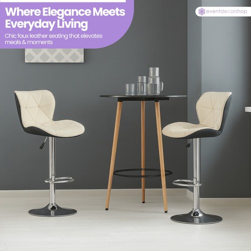 1/2/4x Bar Stool Swivel Gas Lift Faux Leather Padded Barstool Breakfast Kitchen - Picture 8 of 61