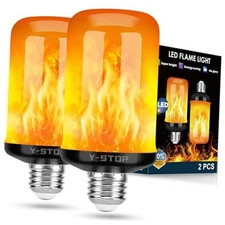  Upgraded LED Flame Light Bulbs, 4 Modes Flickering Light Bulb with 2 Pack
