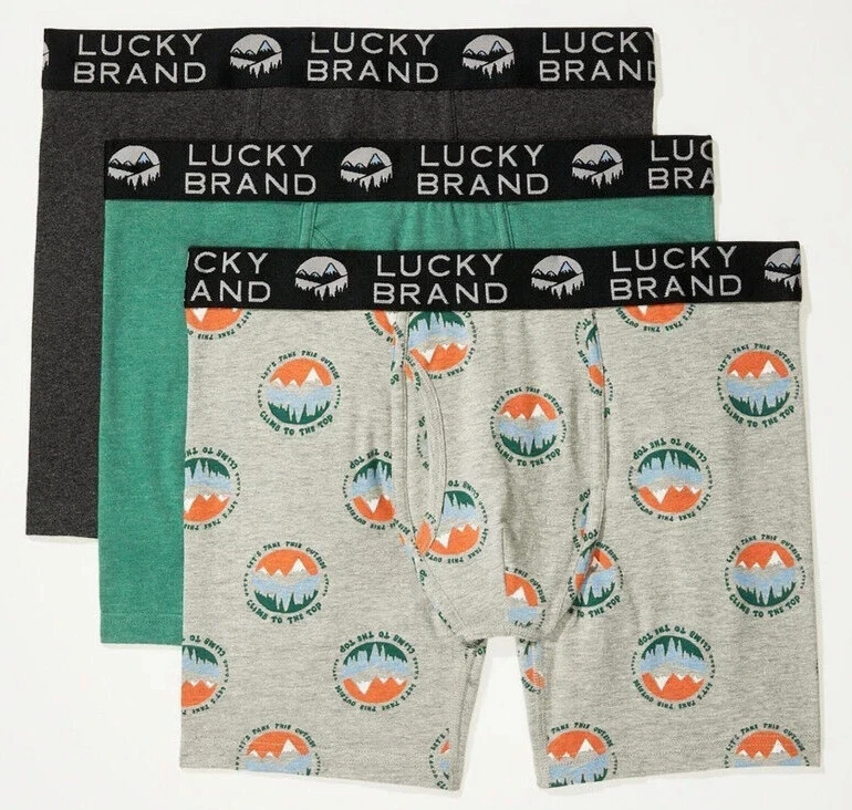 Calzoncillos boxer Lucky Brand para hombre XL 3 paquetes ROPA INTERIOR GRIS bolsa antimoscas elástica suave nuevos con etiquetas Foto 3 de 4