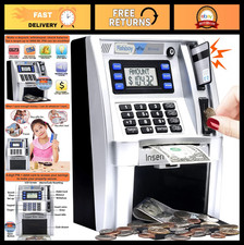 Hucha cajero automático para niños con memoria de apagado, reconocimiento de monedas, alimentador de billetes y ahorro