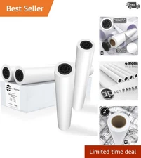 24" x 150' CAD Plotter Paper Rolls - 20 lb Bond, Bright White, 4 Pack