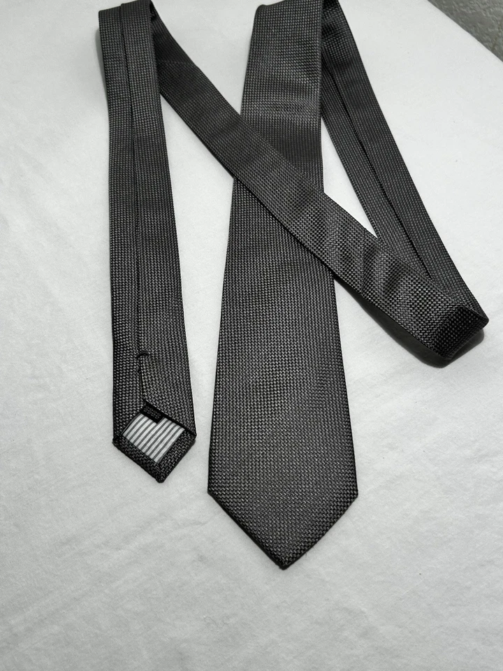 Corbata Michael Bastian gris tejida hecha a mano en Italia pura seda Foto 2 de 4