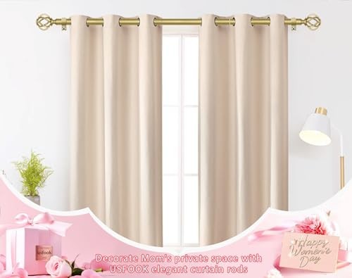 Curtain Rod 32 to 58 Inches (2.6 to 4.8 ft), Decorative Curtain 32-58" Gold - Picture 4 of 7