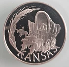 Kansas Sterling Silver Coin 32.9 Grams Of 925 Or 90% Pure round 1 oz