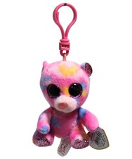 Ty Beanie Boos (Key Clip) - Franky the Pink Teddy Bear, Glitter Eyes, MWMT