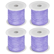 4 Rolls Nylon String Cord 45 Yards 0.4mm Beading Satin String, Light Purple