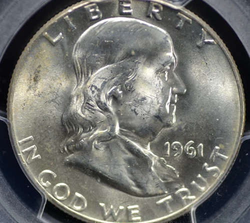 1961 D FRANKLIN HALF DOLLAR PCGS MS 64 EXCELLENT FROSTED WHITE SATIN LUSTER,