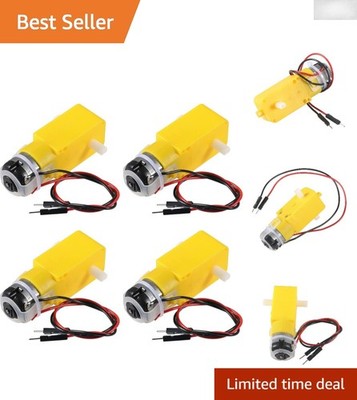 Durable TT Motor Set, 4pcs 3-6V 200RPM Gearbox Motors for Robotics Applications