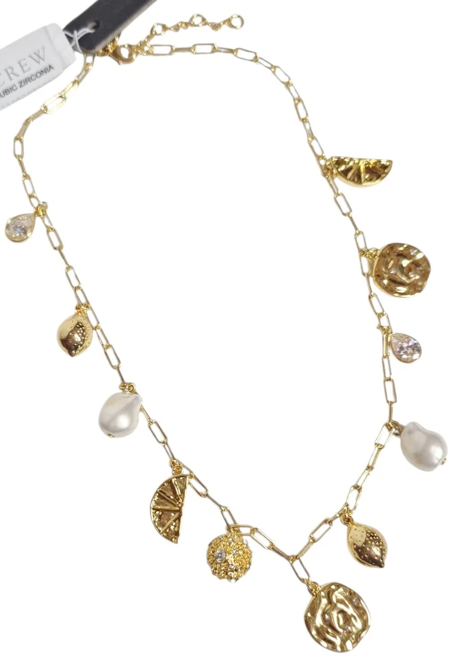 Collar Cadena Dije Náutico Limón J.Crew Oro Mate Brillante CK524 Nuevo con Etiquetas Foto 3 de 4