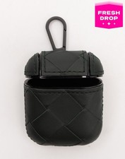 RRP€360 BOTTEGA VENETA Leather Airpods Fitted Case Intrecciato Logo Engraved