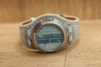 Womens Kangol Baby Blue Dial Leather Cuff Bracelet Watch New Batt 