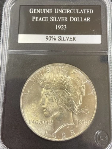 Genuine Uncirculated 1923 Peace Silver Dollar 90% Silver PCS
