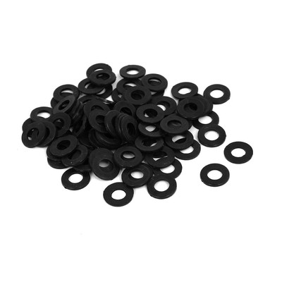 100Stk M5 x 10mm x 1mm Nylon Flach Isolierende Scheibe Abstandhalter Schwarz