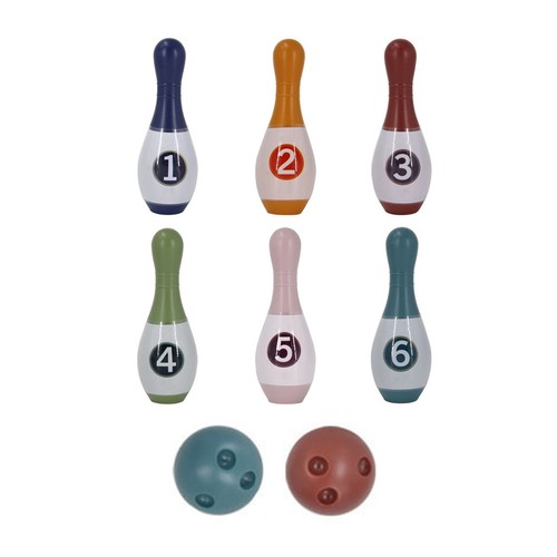Kids Bowling Set 6PCS Pins And 2PCS Balls Educational Toddlers Mini Bowling BX - Picture 3 of 12