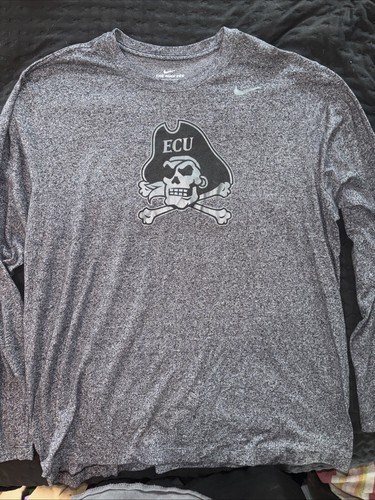 Nike Dri-Fit Tee Shirt Mens XXL Black Gray Long Sleeve Athletic ECU Pirates