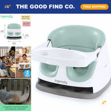 2-in-1 Baby Booster Feeding  Floor Seat with Self-Storing Tray, Portable  Adju