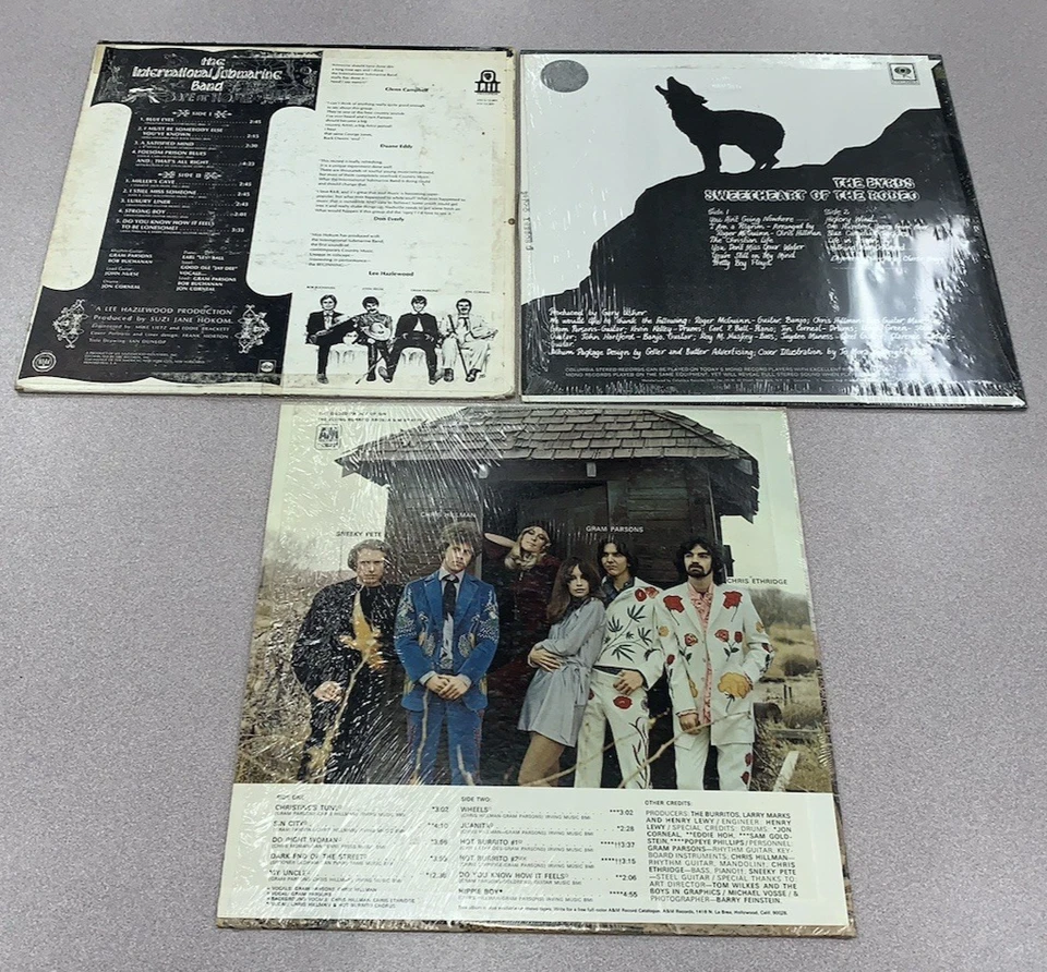 Gram Parsons Lot (13) Burrito Brothers Submarine Band Byrds Promo High Grade - Image 2 of 4