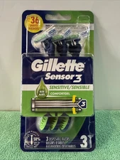Gillette Sensor3 Sensitive Men's Disposable Razor, Comfortgel Technology - 3  Ct